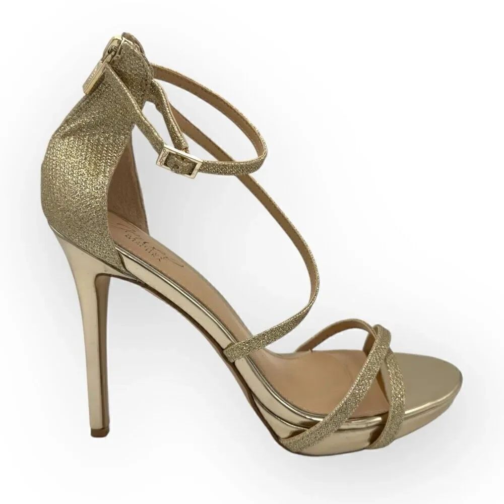 Jewel Badgley Mischka Womens Galen Stiletto Heels Strappy Sandals Gold Size 9